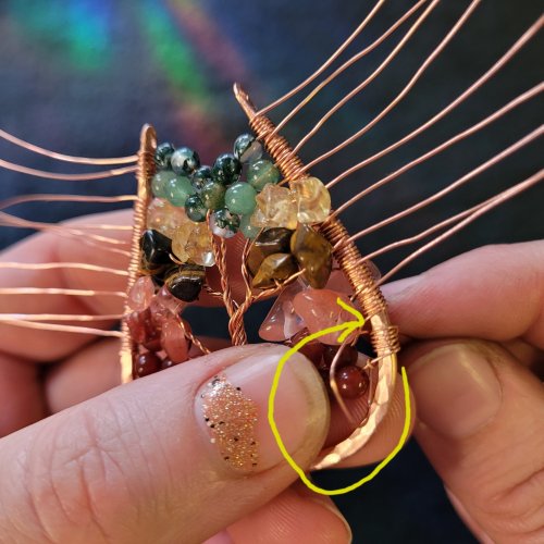 Jennifer Brooks's Rainbow Autumn Tree Earrings - , Contemporary Wire Jewelry, Dapping, Dapping Jewelry, How To Punch Holes, Hole Punching, Punch A Hole, Lashing, Wire Lashing, , tree of life earrings